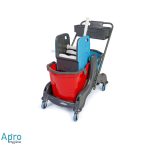 CHARIOT DE NETTOYAGE DOUBLE SEAUX 25LITRES + PRESSE + PANIER
