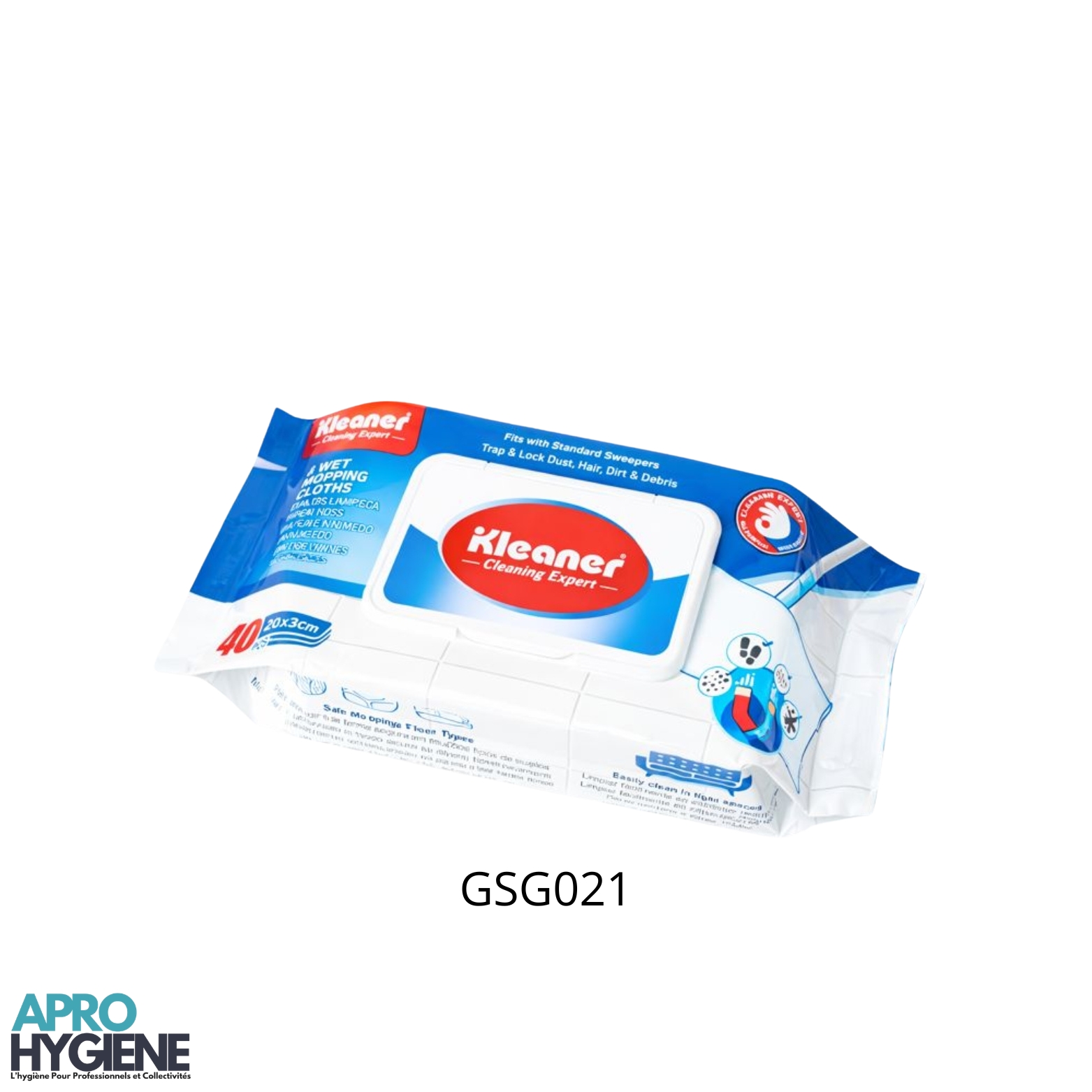 Kleaner - Lingettes Humides de Nettoyage pour Balai (Sol & Poussière) - Pack de 40 pcs - GSG021